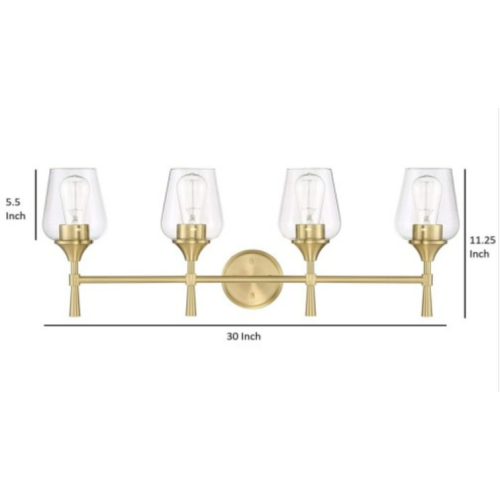 Sunset Lighting F27014-18 Four Light Stella Vanity Clear Glass w/ Champagne Gold