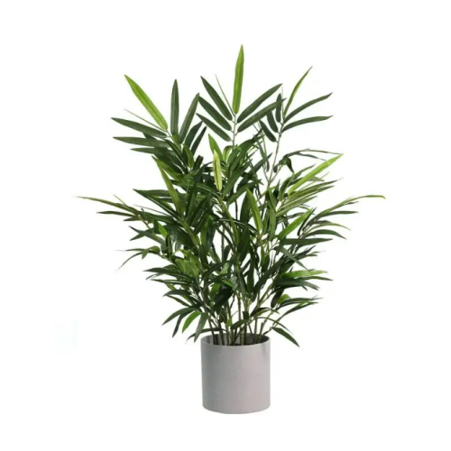 Mainstays 30 Artificial Potted Plant in Green, Bamboo Grey Melamine Pot