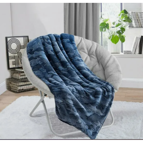 The Daily Collection Sherpa Throw Blue Camouflage 50 x 60