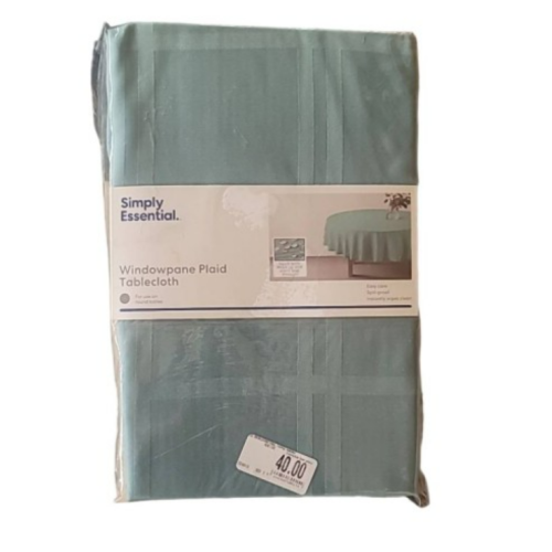 Simply Essential™ 2.28M Solid Windowpane Polyester Round Tablecloth Turquoise