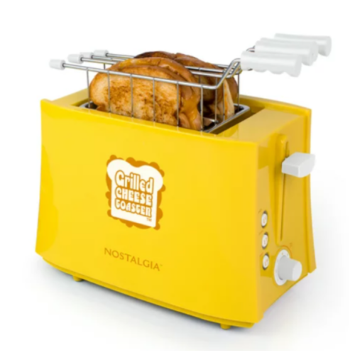 Nostalgia NTCS2YW Grilled Cheese Toaster with Easy-Clean Toaster Baskets and Adjustable Toasting Dial