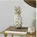 6 x 14 Silver Polystone Pineapple Fruit Sculpture, by DecMode