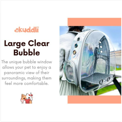 KUDDLI Stylish Cat Carrier & Cat Backpack: Ultimate Pet Carrier for Cats & Dogs, Medium Bubble Backpack, Airline Approved Travel Bags; Comfortable Cat Accessories, Dog Carrier & Dog Backpack