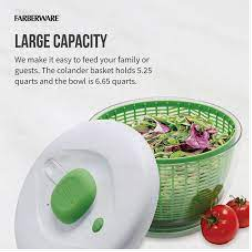 Farberware Professional Plastic Salad Spinner Green with White Lid