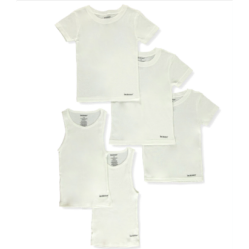 Isotoner Boys' 5-Piece Crew Neck T-Shirts And Tank Tops Set - white, 6/8