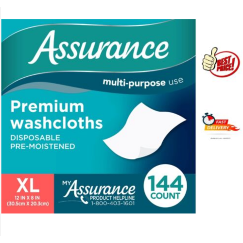 Assurance Premium Disposable Washcloths, XL (144 Count)