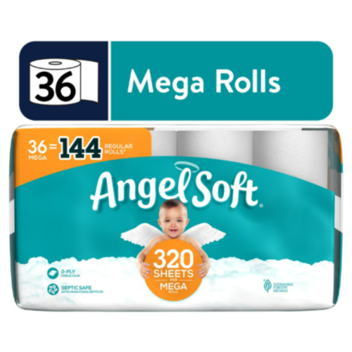 Angel Soft Toilet Paper 36 Mega Rolls= 144 Regular Rolls