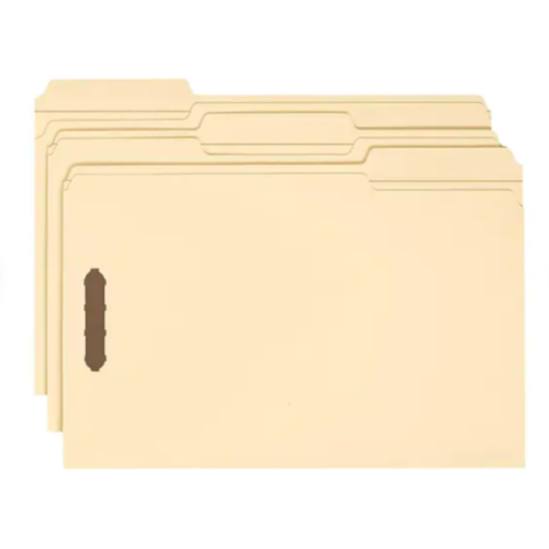 Smead Fastener File Folders, 2 Fasteners, Reinforced 1/3-Cut Tab, Legal Size, Manila, 50/Box