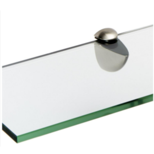 pancraft Glass Peacock Glass Shelf, Brushed Steel, 8'' x 21''