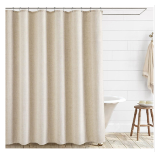 THREADERY Crinkle Linen Cotton Shower Curtain 72in x 72in