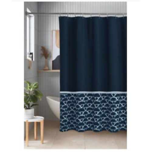 Studio 3B™ Kiko Shibori Scallop 72-Inch x 72-Inch Shower Curtain in Navy/White