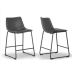 Set of 2 Adan Iron Frame Vintage Grey Faux Leather Counter Stool