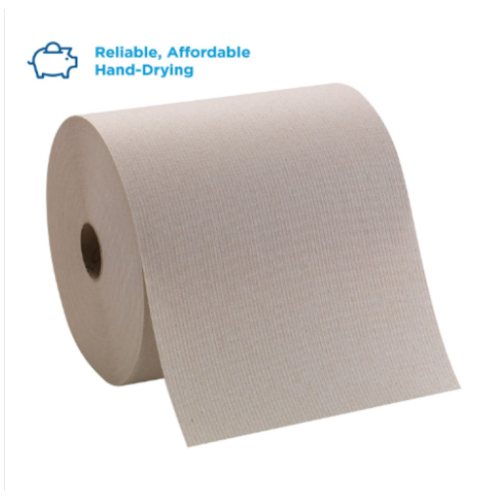 Pacific Blue Basic Recycled Hardwound Paper Towel Rolls (Georgia-Pacific), Brown, 800 Feet Per Roll, 3 Rolls