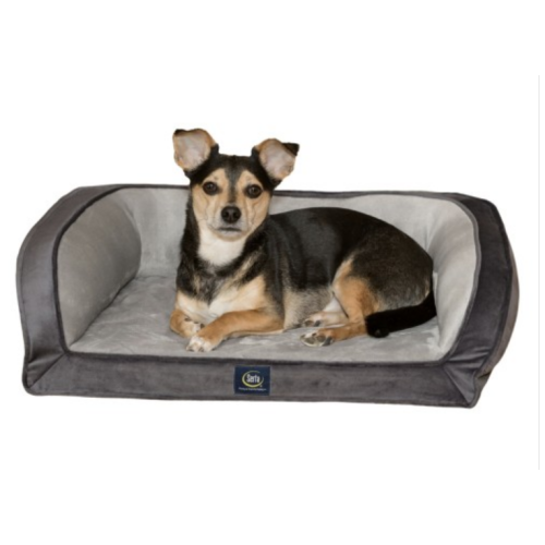 Serta Gel Memory Foam Quilted Ortho Couch Dog Bed Small Grey