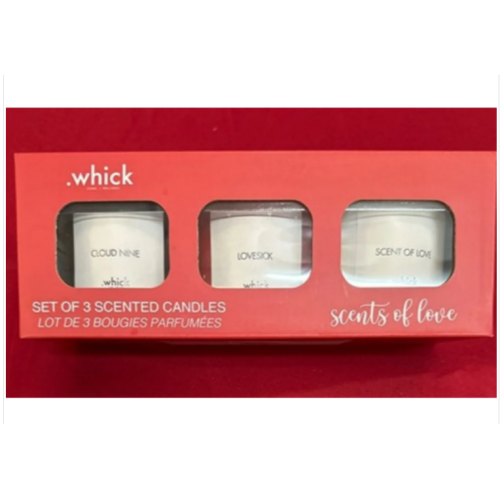 .Whick - Set of 3 Scented Candles - Cloud Nine, Lovesick, Scent of Love