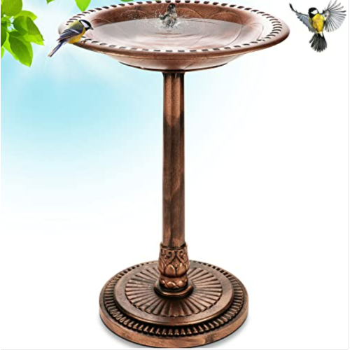 Gray Bunny Outdoor Pedestal Bird Bath Stand With Steel Ground Anchors