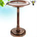 Gray Bunny Outdoor Pedestal Bird Bath Stand With Steel Ground Anchors