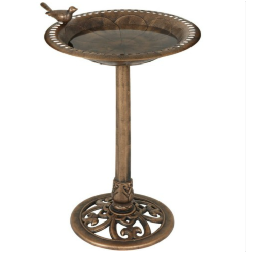 Gray Bunny Outdoor Pedestal Bird Bath Stand With Steel Ground Anchors