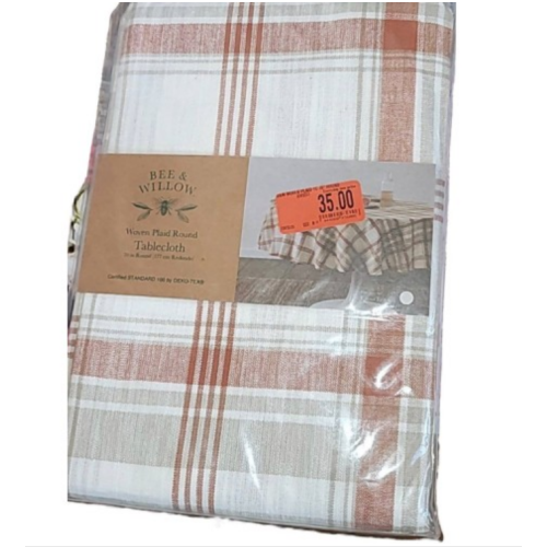 Bee & Willow Woven Autumn Plaid Fabric Tablecloth 70