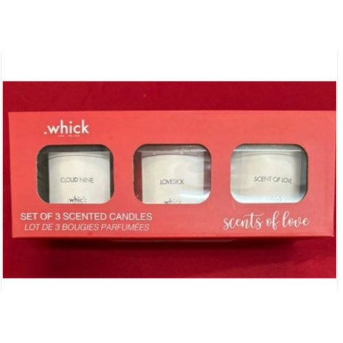  .Whick - Set of 3 Scented Candles - Cloud Nine, Lovesick, Scent of Love