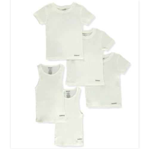 Isotoner Boys' 5-Piece Crew Neck T-Shirts And Tank Tops Set - white, 6/8