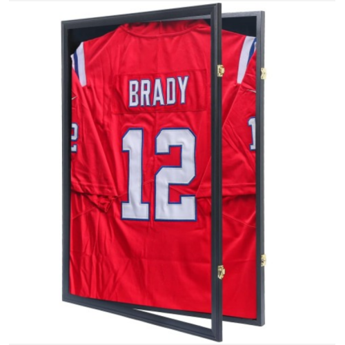 Grintus Jersey Frame Display Case Jersey Display Case Jersey Shadow Box with 98% Uv Protection Acrylic and Hanger for Baseball Basketball Football Soccer Hockey Sport Shirt and Uniform,Black Finish