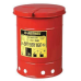 6 Gallon, Oily Waste Can, Hand-Operated Cover, Red - 09110