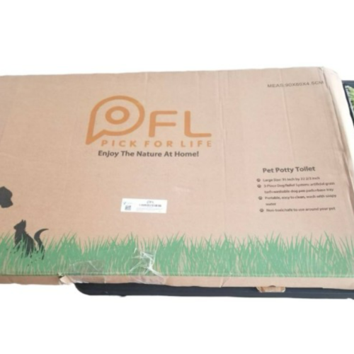 PFL Dog Grass Toilet, Large size 35 inch by 22 2/3 inch x 63.5 cm, Indoor Outdoor Dog Potty Systems, Portable Toilet with Fake Grass and Tray, Reusable Trainer Tray for Puppy Training