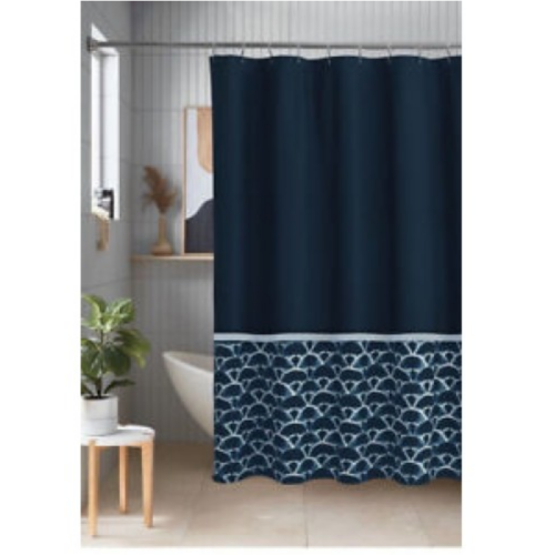 Studio 3B™ Kiko Shibori Scallop 72-Inch x 72-Inch Shower Curtain in Navy/White