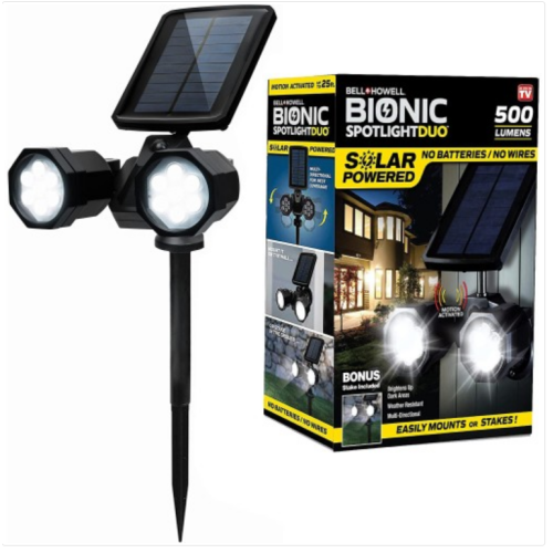 Bell + Howell Bionic Lighting 500-Lumen 6-Watt Black Solar LED Spot Light Motion Sensor LED Lights Super Bright Waterproof Landscape Spotlights For Patio Yard Garden