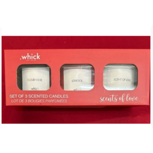 .Whick - Set of 3 Scented Candles - Cloud Nine, Lovesick, Scent of Love