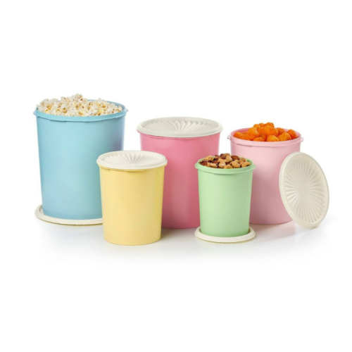 Tupperware Heritage Collection 10 Piece Nested Canister Set in Vintage Colors - Dishwasher Safe & BPA Free - (5 Containers + 5 Lids)