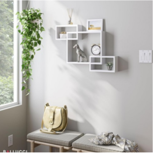 Wooden Cube Floating Wall Shelves Interlocking Wall Mount Box Shelves Horizontal