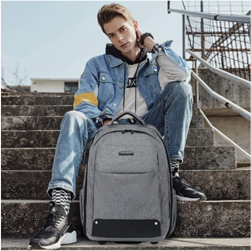 Rolling Backpack,Travel Laptop Backpacks with Wheels Men 17 inch Water Resistant Rolling Laptop Lag Women Carry on Bag Airline Approved Trolley Roller Backpack Suitcase for Travel Women,Grey