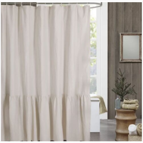 Bee & Willow Ruffled Edge 72”x72” Shower Curtain in Natural Linen