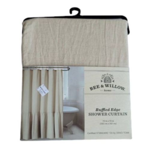 Bee & Willow Ruffled Edge 72”x72” Shower Curtain in Natural Linen