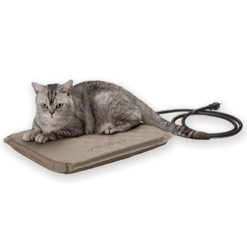 K&H Pet Products Lectro-Soft Outdoor Heated Pet Bed for Outdoor Cat House for Winter Insulated Waterproof, Chew Resistant Cord, Electric, Thermostatically Controlled, Orthopedic - Tan Small 18"x14