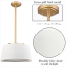 HYDELITE Drum LED Pendant Light Gold Hanging Pendant Light Fixture with Fabric Linen Shade 3000k/4000k/5500k,24W,1600LM