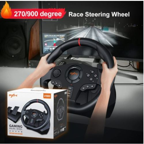 PXN V900 Steering Wheel Gaming - 270/900° Sim Xbox Racing Wheel with Pedals Paddle Shifter Vibration Feedback Wheel for Xbox One, Xbox Series S/X, PC, PS3, PS4, Switch, Android TV