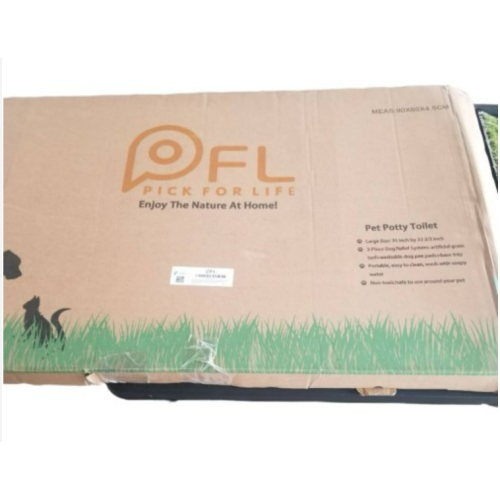 PFL Dog Grass Toilet, Large size 35 inch by 22 2/3 inch x 63.5 cm, Indoor Outdoor Dog Potty Systems, Portable Toilet with Fake Grass and Tray, Reusable Trainer Tray for Puppy Training