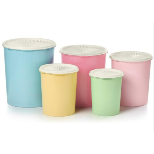 Tupperware Heritage Collection 10 Piece Nested Canister Set in Vintage Colors - Dishwasher Safe & BPA Free - (5 Containers + 5 Lids)