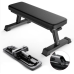 Finer Form Gym Quality Foldable Flat Bench for Multi-Purpose Weight Training and Ab Exercises - Free PDF Workout Chart Included