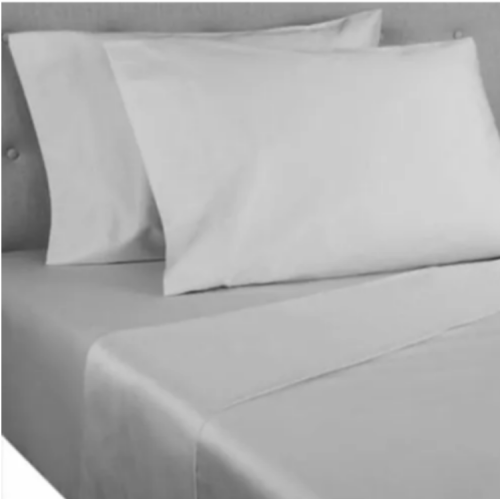 NESTWELL Cool Crisp Cotton Percale Full Flat Sheet 400 Thread Count Lunar