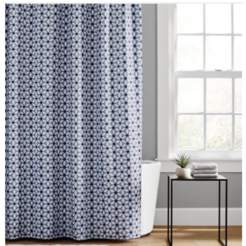 Simply Essential™ 72-Inch x 72-Inch Geo Petal Flower Shower Curtain in Blue