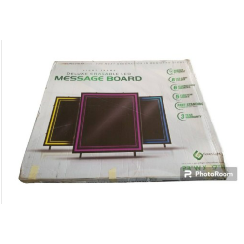 Green Light LED Message Writing Board with 8 Border Color Options, 23"L x 27"W