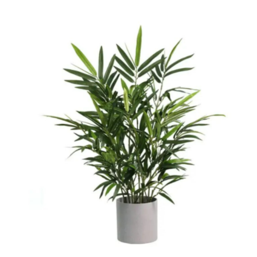 Mainstays 30 Artificial Potted Plant in Green, Bamboo Grey Melamine Pot