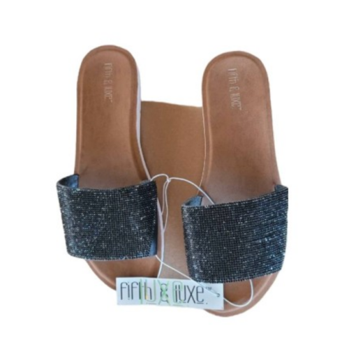 Fifth & Luxe bedazzled flip flops