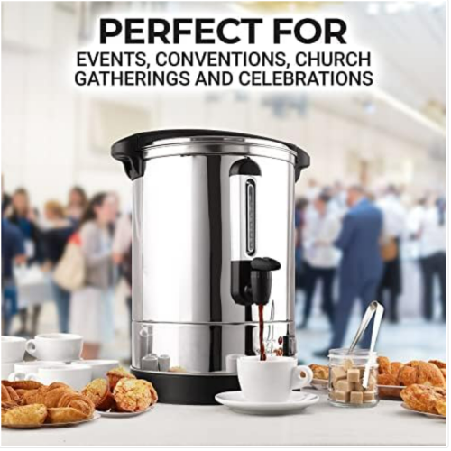 Zulay 50 Cup Fast Brew Stainless Steel Coffee Urn - BPA-Free Commercial Coffee Maker for Catering - Easy Two Way Hot Beverage Dispenser