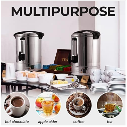 Zulay 50 Cup Fast Brew Stainless Steel Coffee Urn - BPA-Free Commercial Coffee Maker for Catering - Easy Two Way Hot Beverage Dispenser