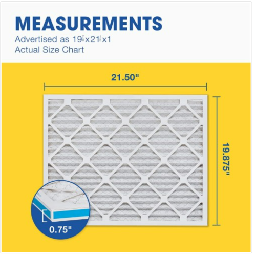 Aerostar 19 7/8 x 21 1/2 x 1 MERV 8 Pleated Air Filter AC Furnace Air Filter 4 Pack